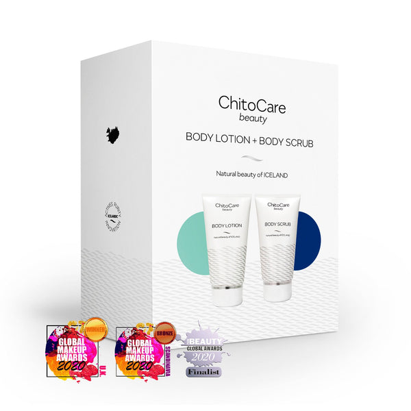 Image of ChitoCare Beauty Body Lotion and Body Scrub combo box.