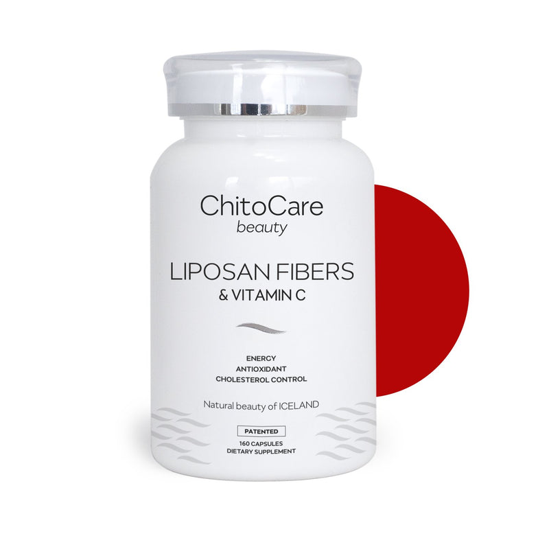 Image of ChitoCare Beauty Liposan Fibers and Vitamin C bottle.