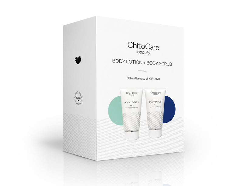 Image of ChitoCare Beauty Body Lotion and Body Scrub combo box.